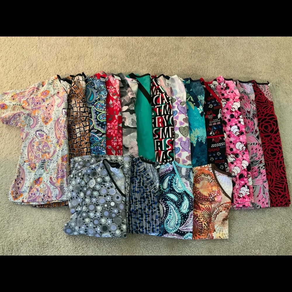 Lot of 17 medium scrub tops